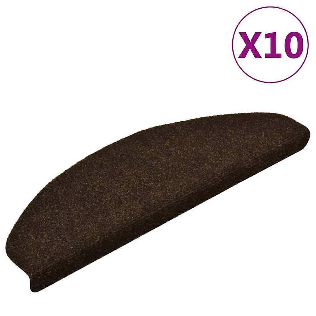 Step Mats Self-Adhesive 10 Pcs. 65x21x4 cm Brown Half Round Large