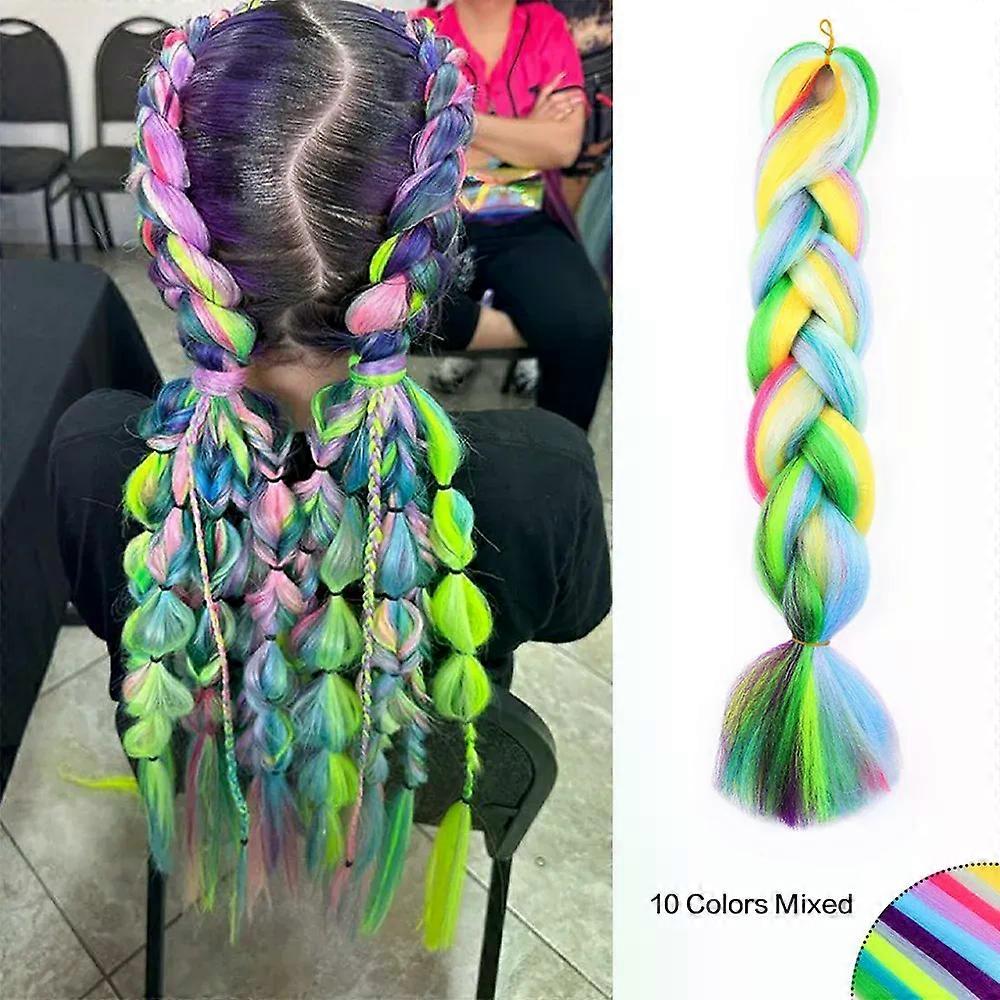 Jumbo Împletitură Păr Culori Curcubeu Extensii Amestec de fibre Patru Extensii de păr Silky Colorful Twist Împletituri sintetice colorate