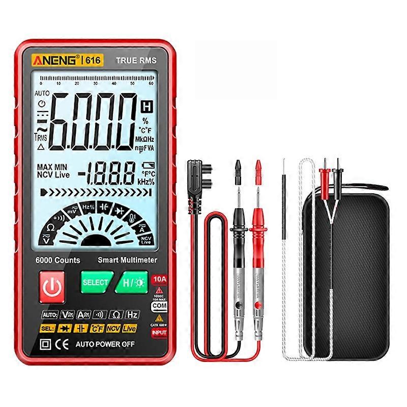 ANENG 616 Automatic High-precision Digital Display Capacitance Multimeter, Color: Red