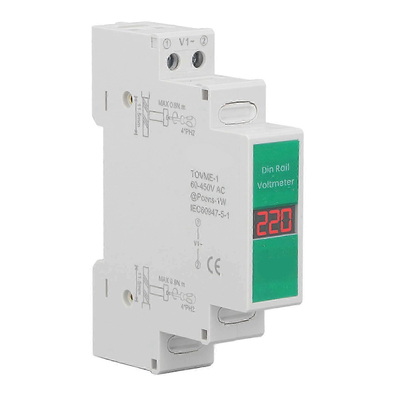 Intelligent LCD Digital AC Voltmeter Din Rail Voltage Meter 1 Phase 60~450V