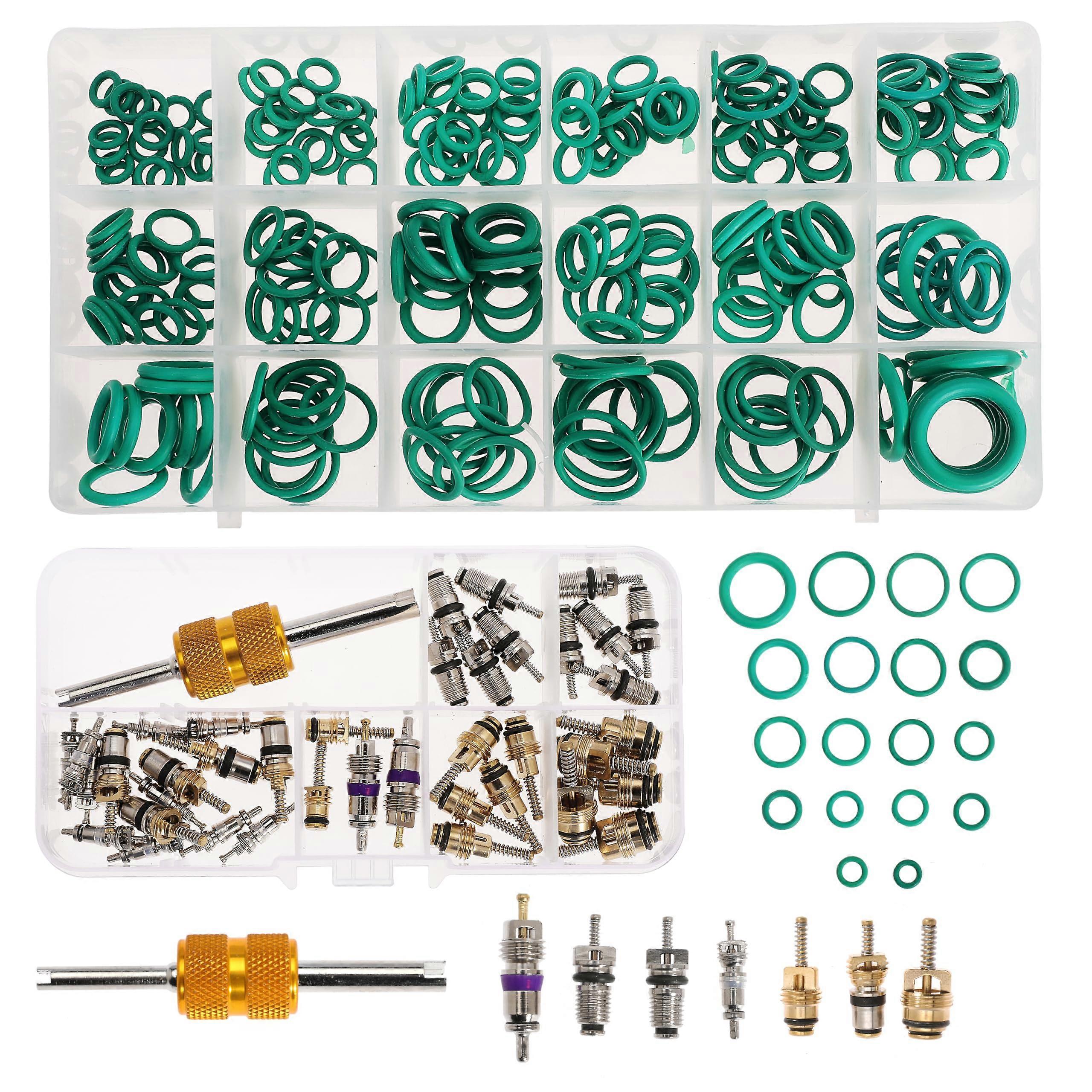 Car A/C Repair Kit With 39-Piece Valve Core Set, 1 Remover Tool, 270 O-Ring Seals For R12/R134A Tire Valve Stems