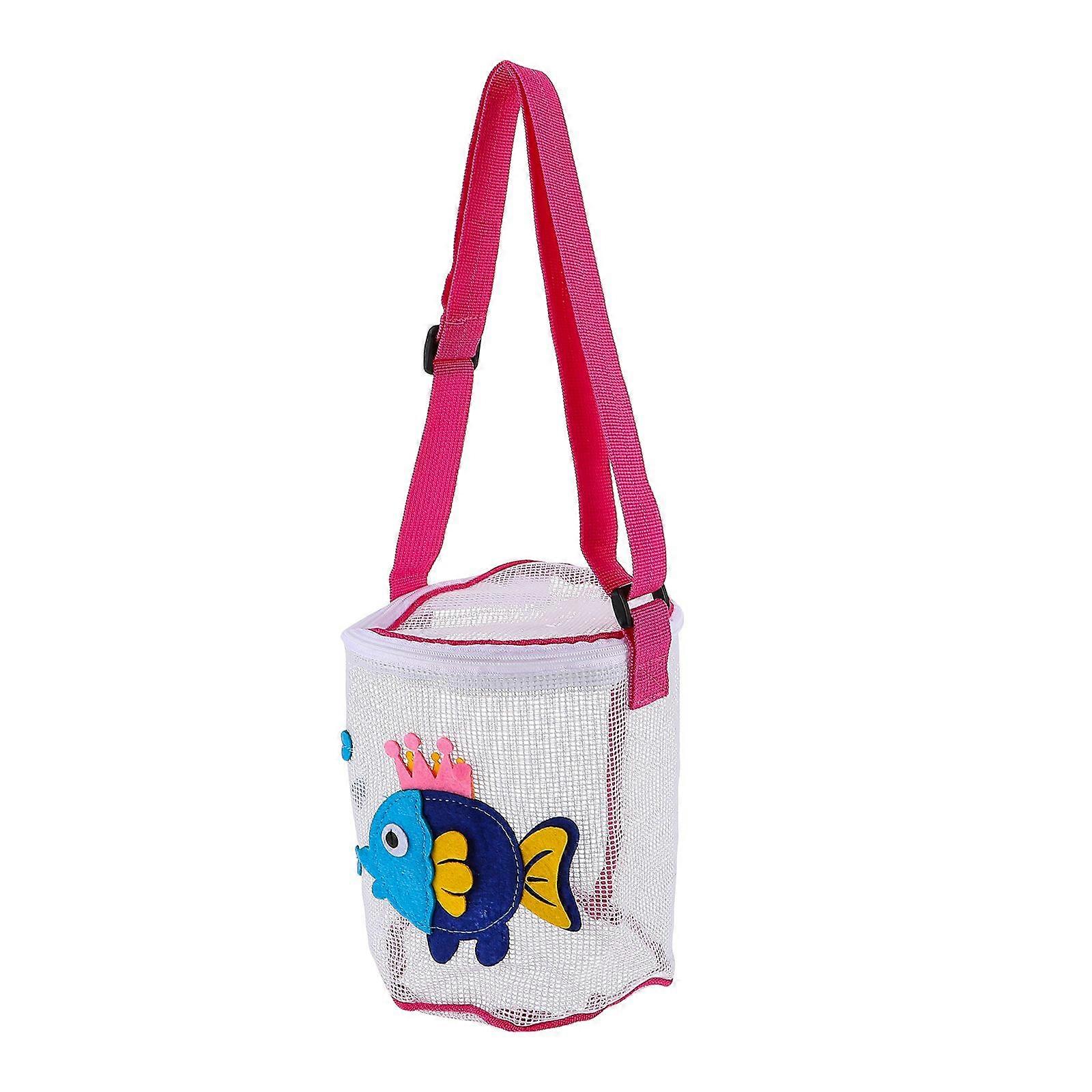 Kid Beach Seashell Bag Mesh Beach Seashell Bag with Adjustable Strap and Zipper