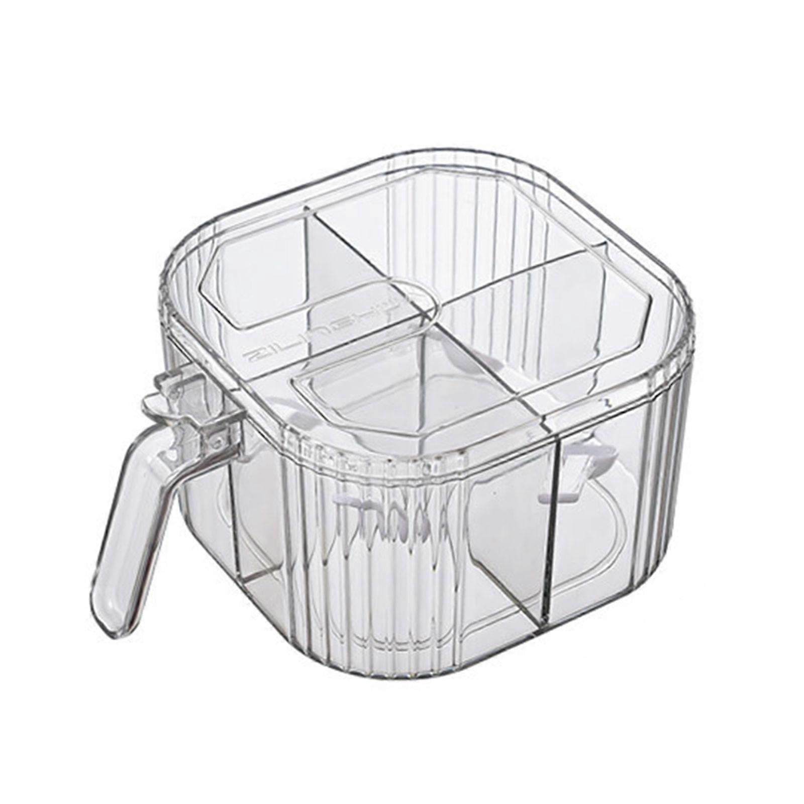 Practical 4 Compartment Condiment Holder PET Material Kitchen Condiment Organizers Plastic Storage Container for Kitchen  3
