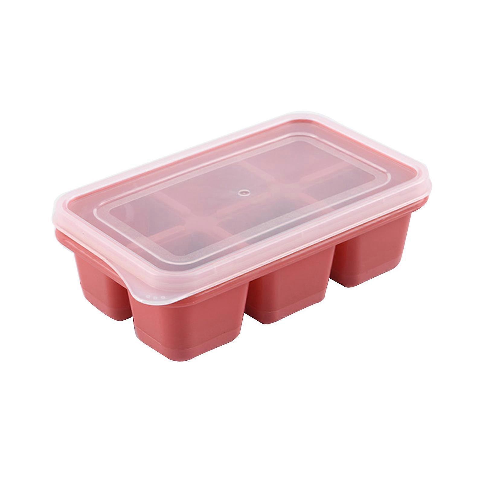Mini Ice Cube Trays with Lid DIY Summer Drink Baking Mould Square Cake Chocolate 6 Cavity Easy Release Flexible Home Multicolor