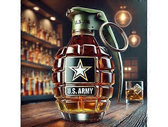 Military Hand Grenade Whiskey Bottle 2025 Engraved Hand-Grenade Shape Glass 300ml Leak-Proof & Durable Whiskey Decanter Military Collection Veteran Gi