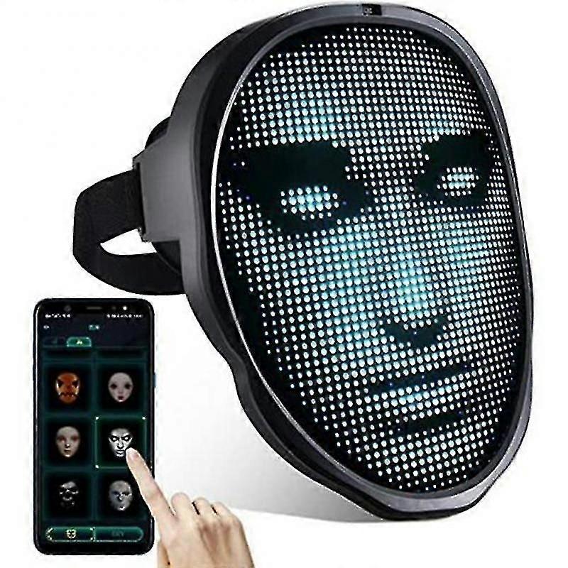 New Bluetooth App Control Smart Carnival Led Face Masks Display Led Light Up Mask