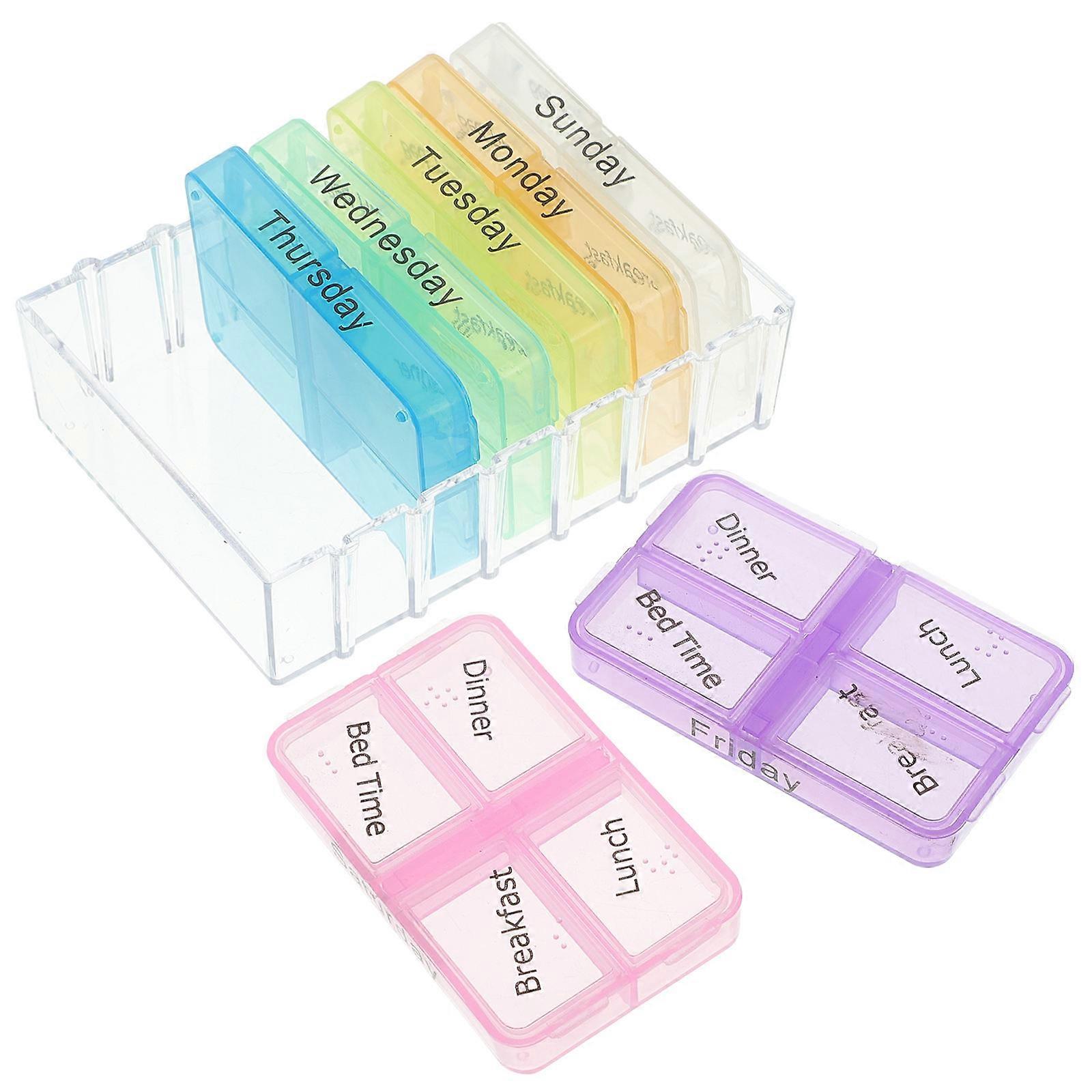 Plastic Weekly Pill case with 7 Individual Boxes for Daily Medication Organizer Assorted Color
