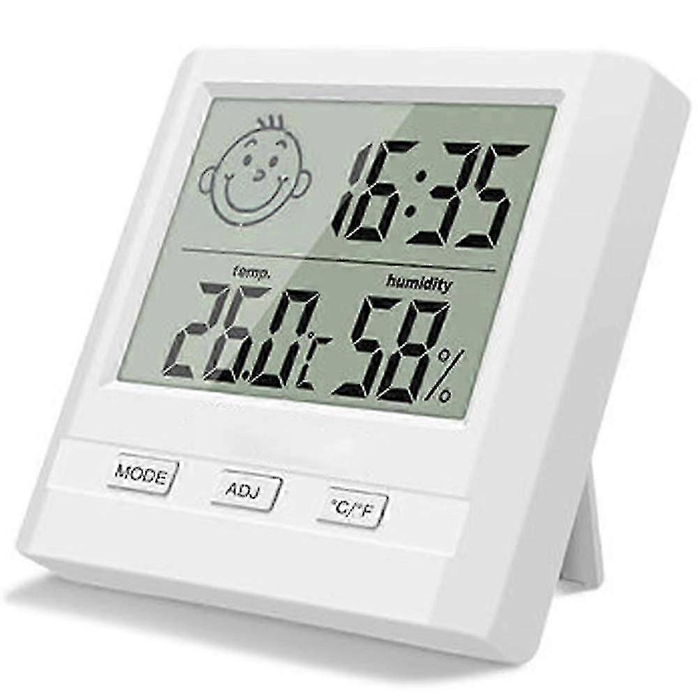 Digital Indoor Hygrometer Thermometer With Time Display,accurate Temperature Humidity Monitor Meter For Home,office,nursing Room,greenhouse,warehouse
