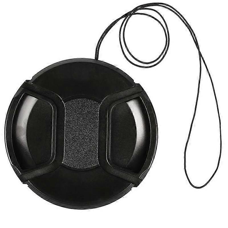 55mm Lens Cap with Security Lanyard Durable Plastic Snap-On Cover for Camera Lens Protection