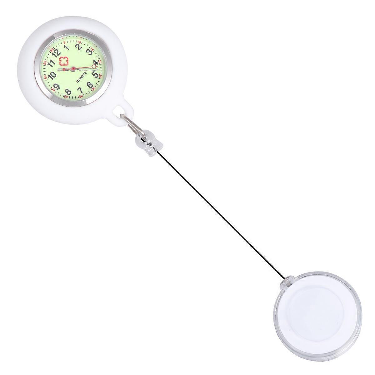 It seems you've provided a product title or description for a **White Luminous Nurse Pocket Watch Clip with Smiling Face Pattern** — a lightweight