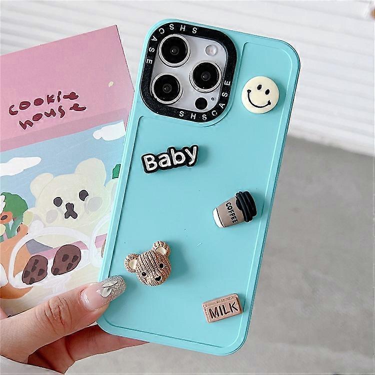 Compatible For iPhone 16 Pro TPU Phone Case 3D Cute Coffee Bear Back Cover with Black Camera Frame