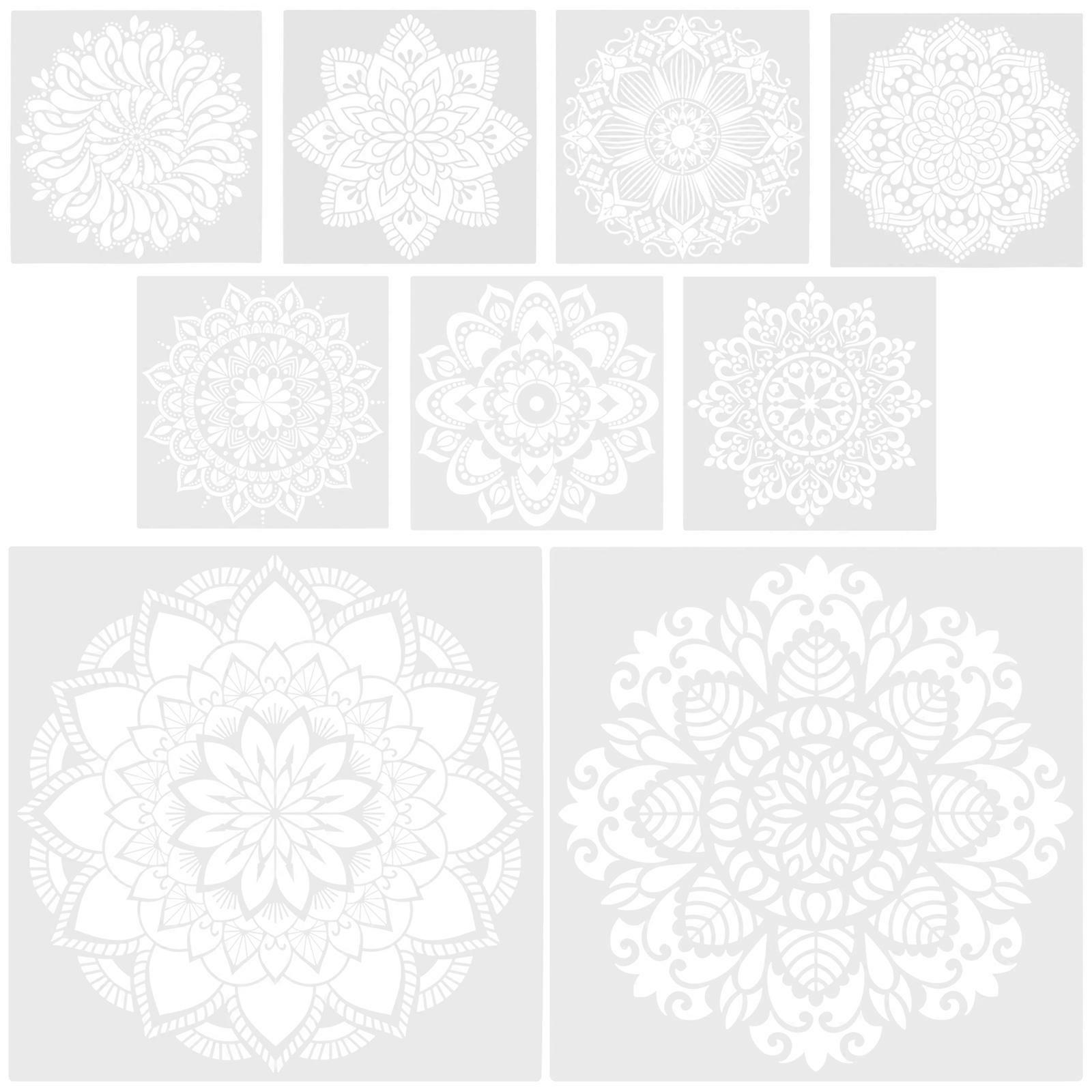 9pcs Reusable Mandala Stencil Set for Wall, Floor & DIY Decor Projects – Decorative Graffiti Templates for Home Art & Creative Crafts