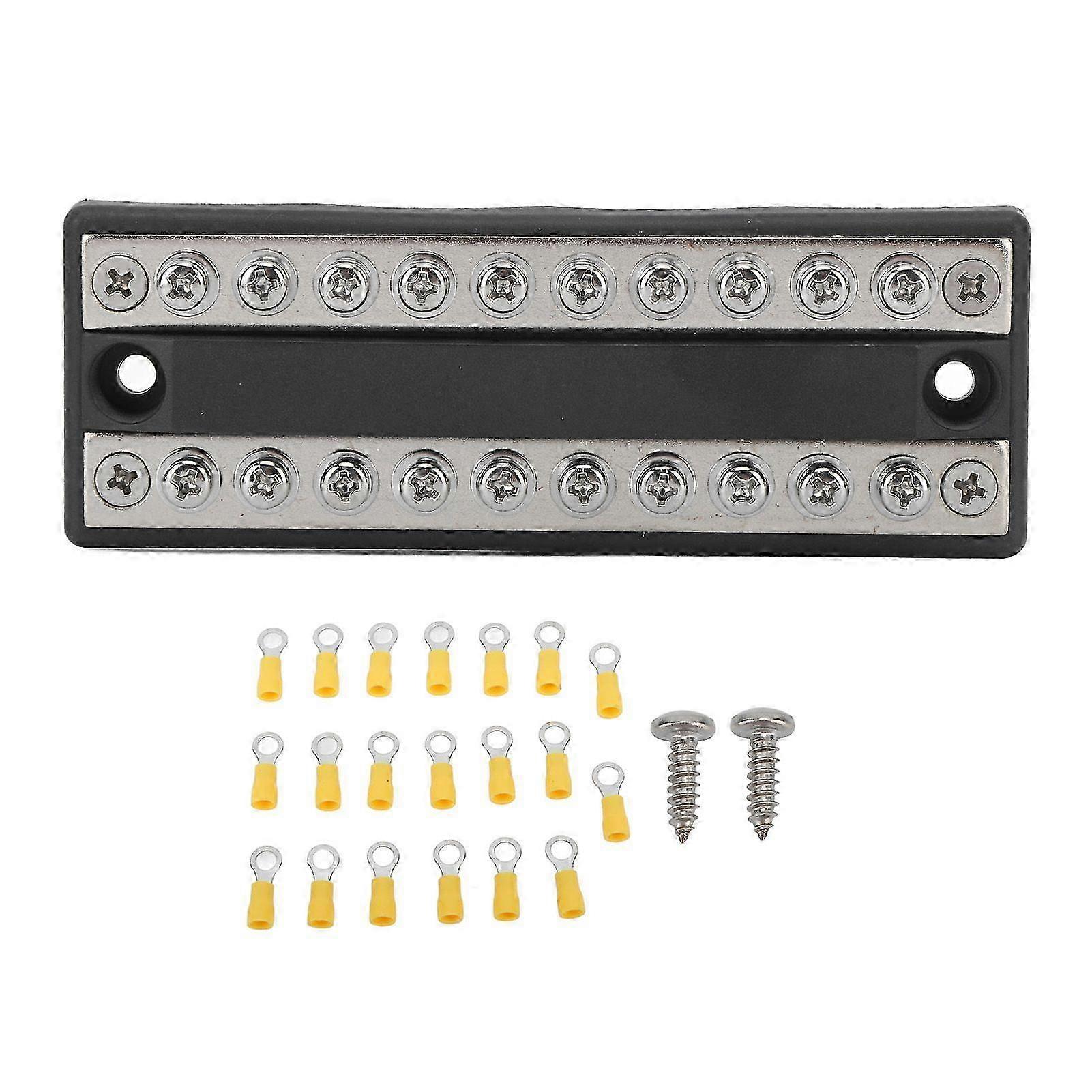 Power Distribution Block for Cars, RVs, Ships, and Yachts, 100A 10 Way Double Row with 20 Terminals, Suitable for DC12V to 48V Systems
