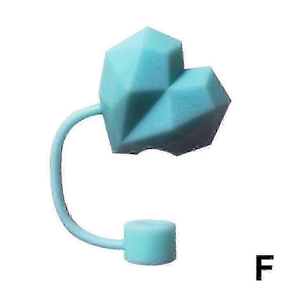 10mmストロー用3Dハートシリコンストローカバー-防塵ブルー