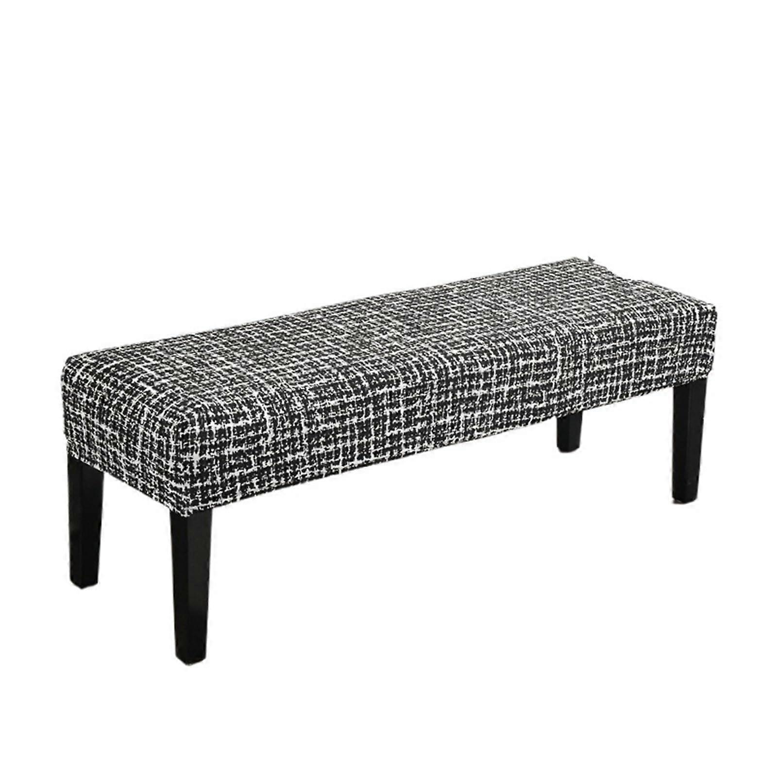 Ottoman cover 2 pieces printed stretch for piano stool, rectangular (Black 4)