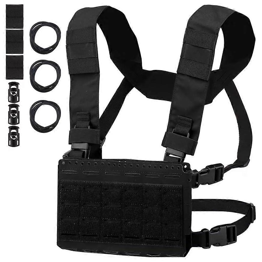 Tactical Chest Bag, Triple Magazine Pocket, Modular Molle Design and Adjustable Straps CS Hunting Airsoft(BK)
