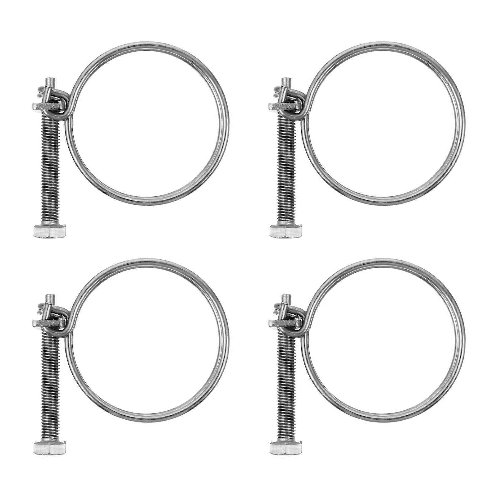 4 Pcs Stainless Steel Hose Clamps for Pipe 304 Material Silver Color Fast Installation