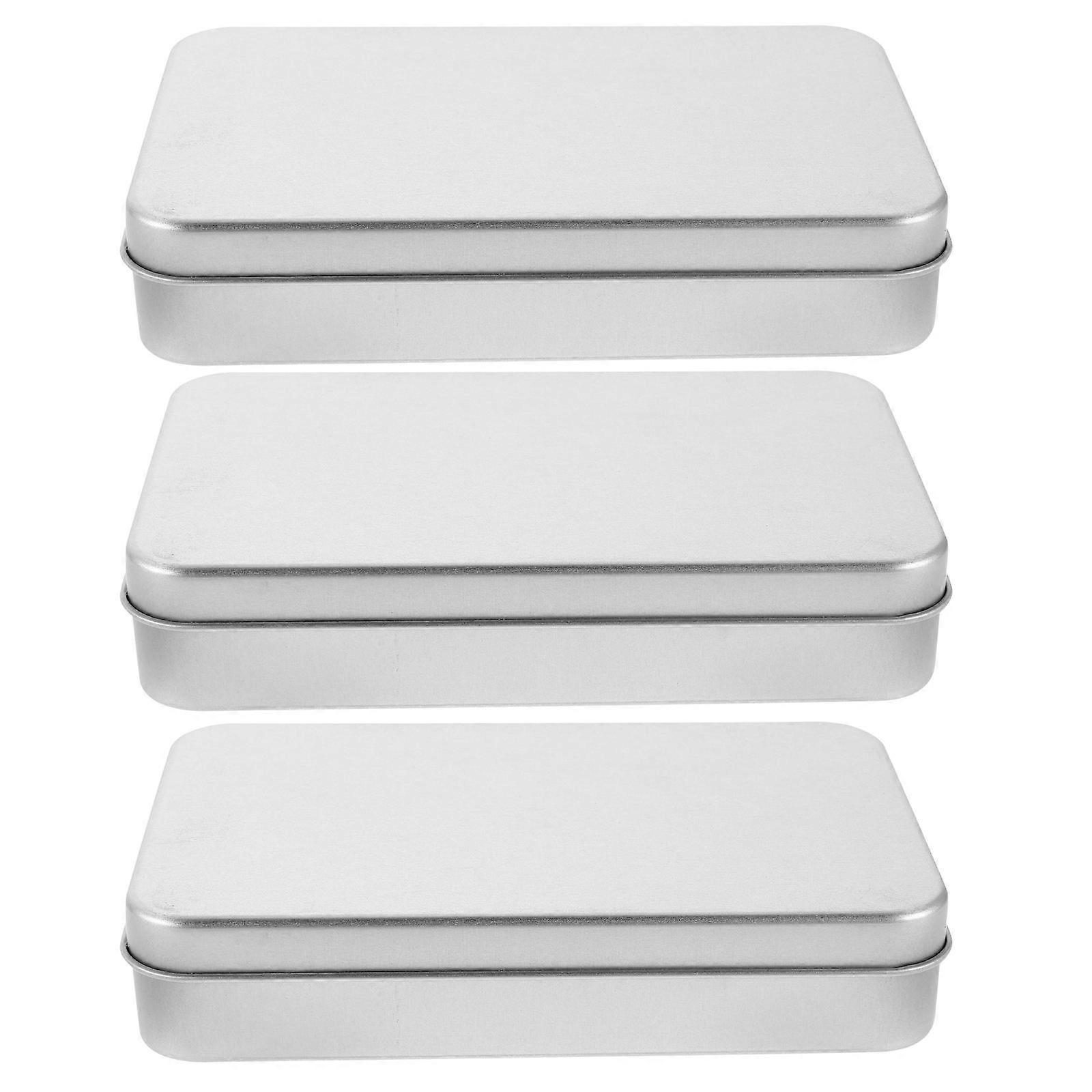 Cash Storage Box Rectangular Cash Coin Stamp Organizer With Lid For General Users Silver 3Pcs