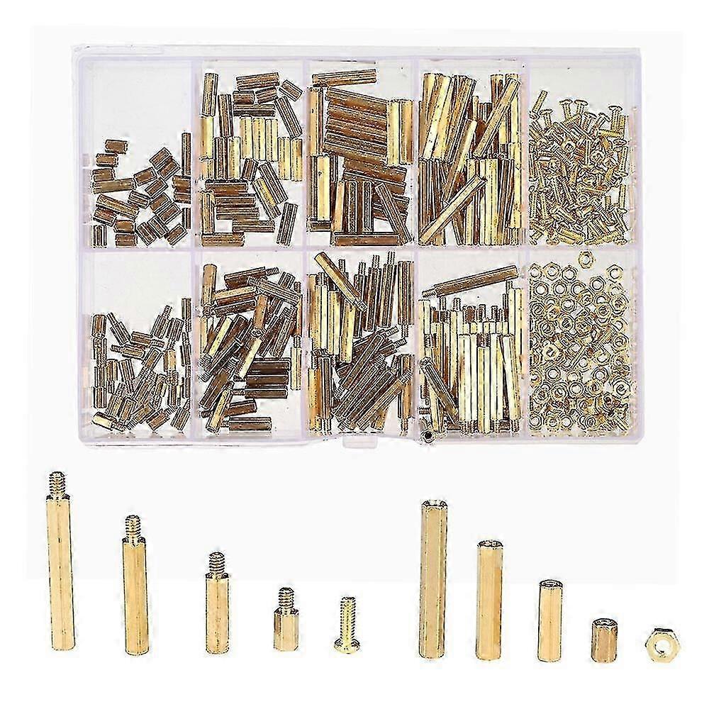 280Pcs M2.5 Hex Nut Assortment Kit Head Brass Spacing Doublepass Screw Threaded Pillar PCB Computer hwy