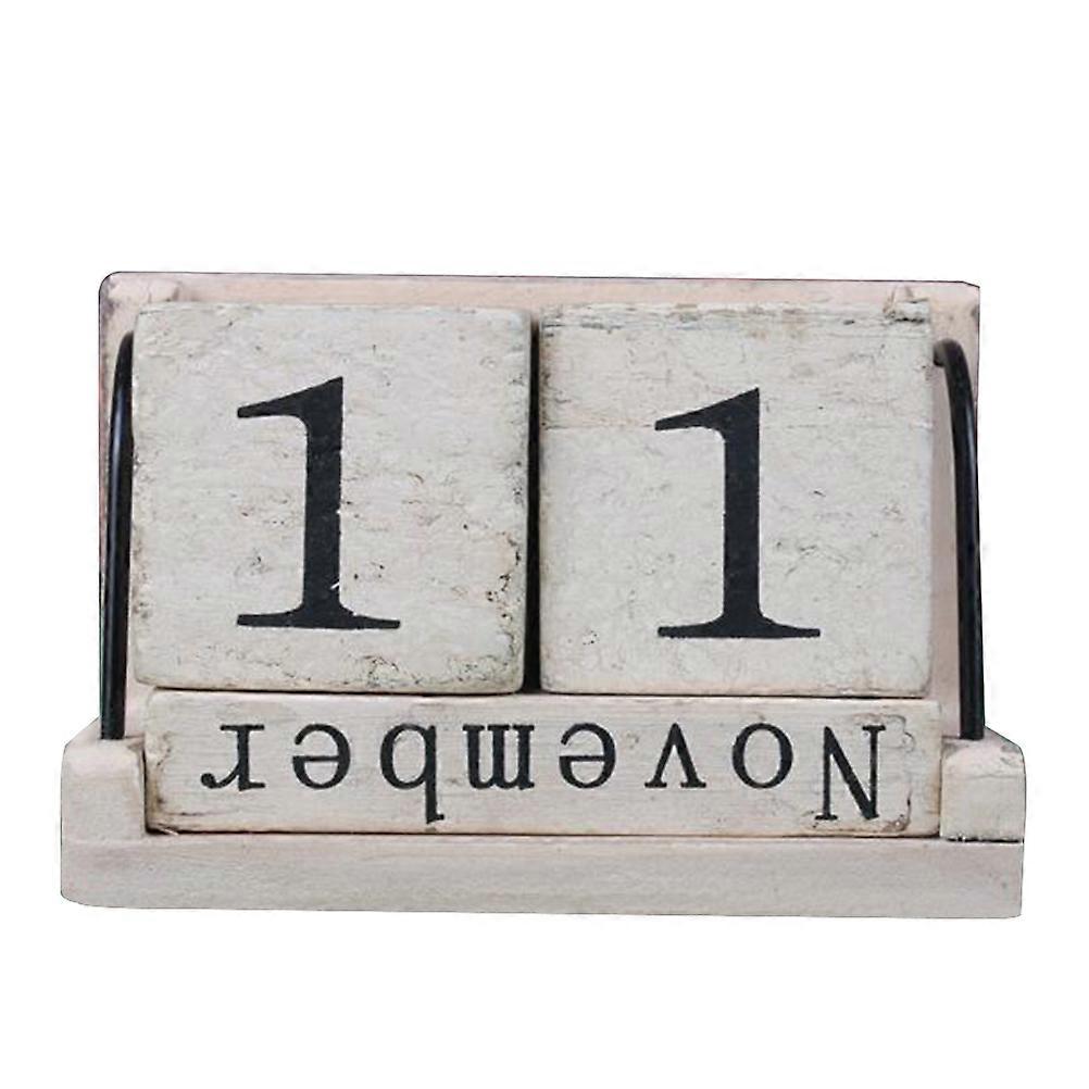 Aesthetic Desk Calendar Wooden Block for Home Office Decor Reusable Rectangular 11x5.5x7cm 1PC