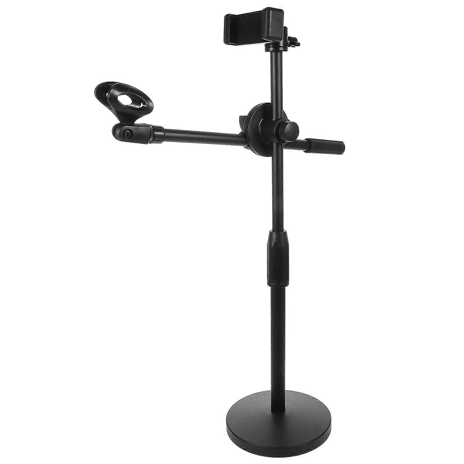 Adjustable Table Mic Stand Desktop Microphone Holder With Phone Support For Recording Photography Users 53X32CM 1Pcs