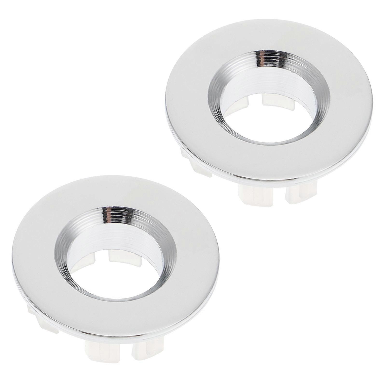 Silver Decorative Sink Basin Covers with Overflow Hole Rings for Wash Basin 2Pcs Practical Copper