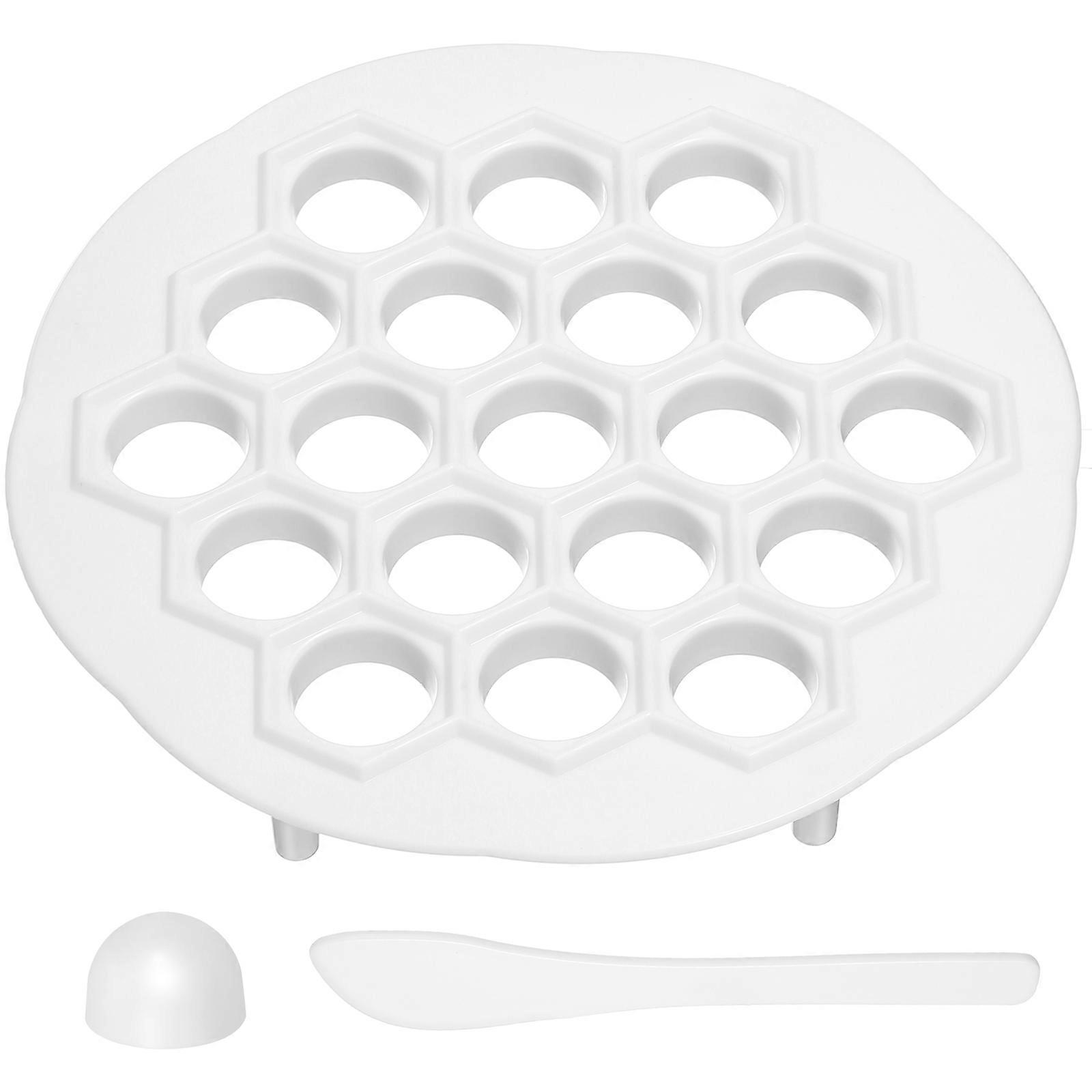 19 Hole Dumpling Maker Plastic Press Mold for Home Cooking, Space Saving White Kitchen Accessory for Easy Dumpling Making