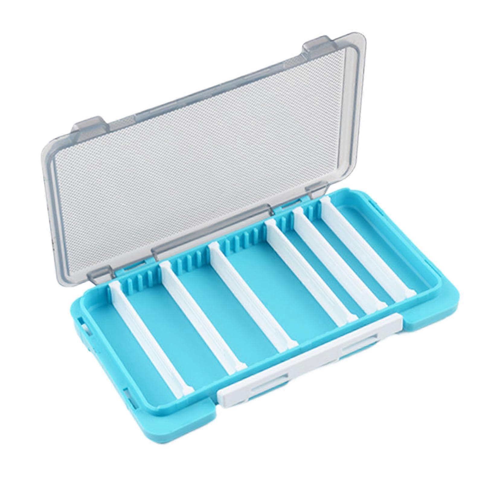 Removable Compartments Fishing Bait Box, Waterproof Tackle Organizer, Blue Hook Storage Case with Adjustable Sections