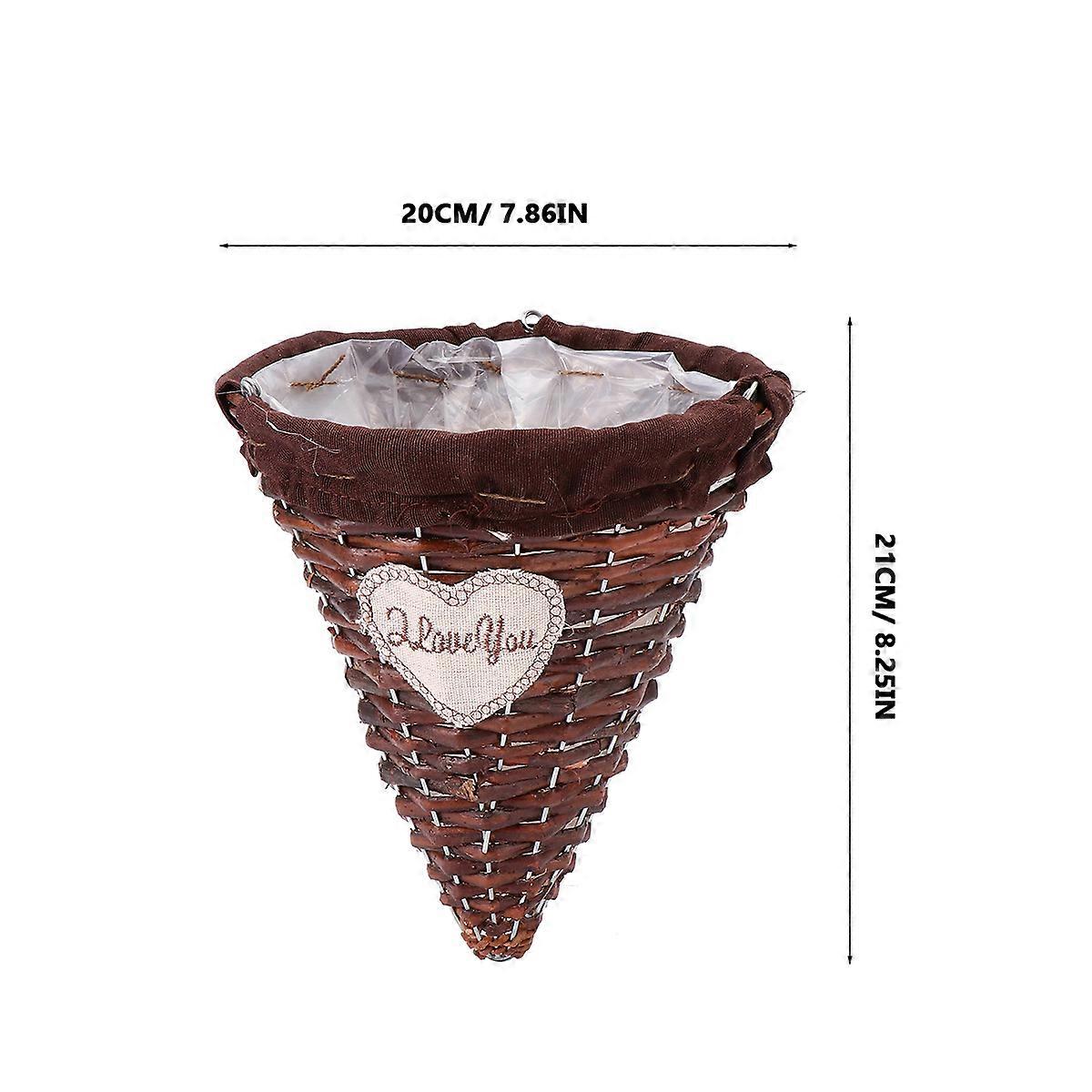 Cone Shaped Hanging Planter Wicker Wall Decor Coffee 24X20cm 1Pack