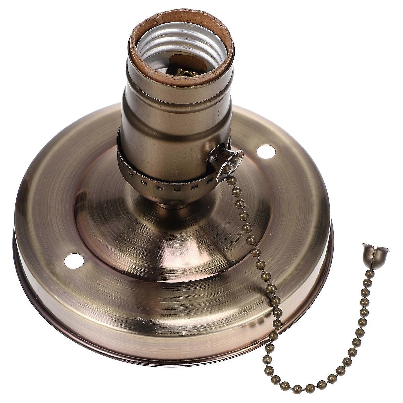 Pull Chain Light Socket Replacement Metal Light Socket For Bookstores 10X10CM Vintage Style 1Set