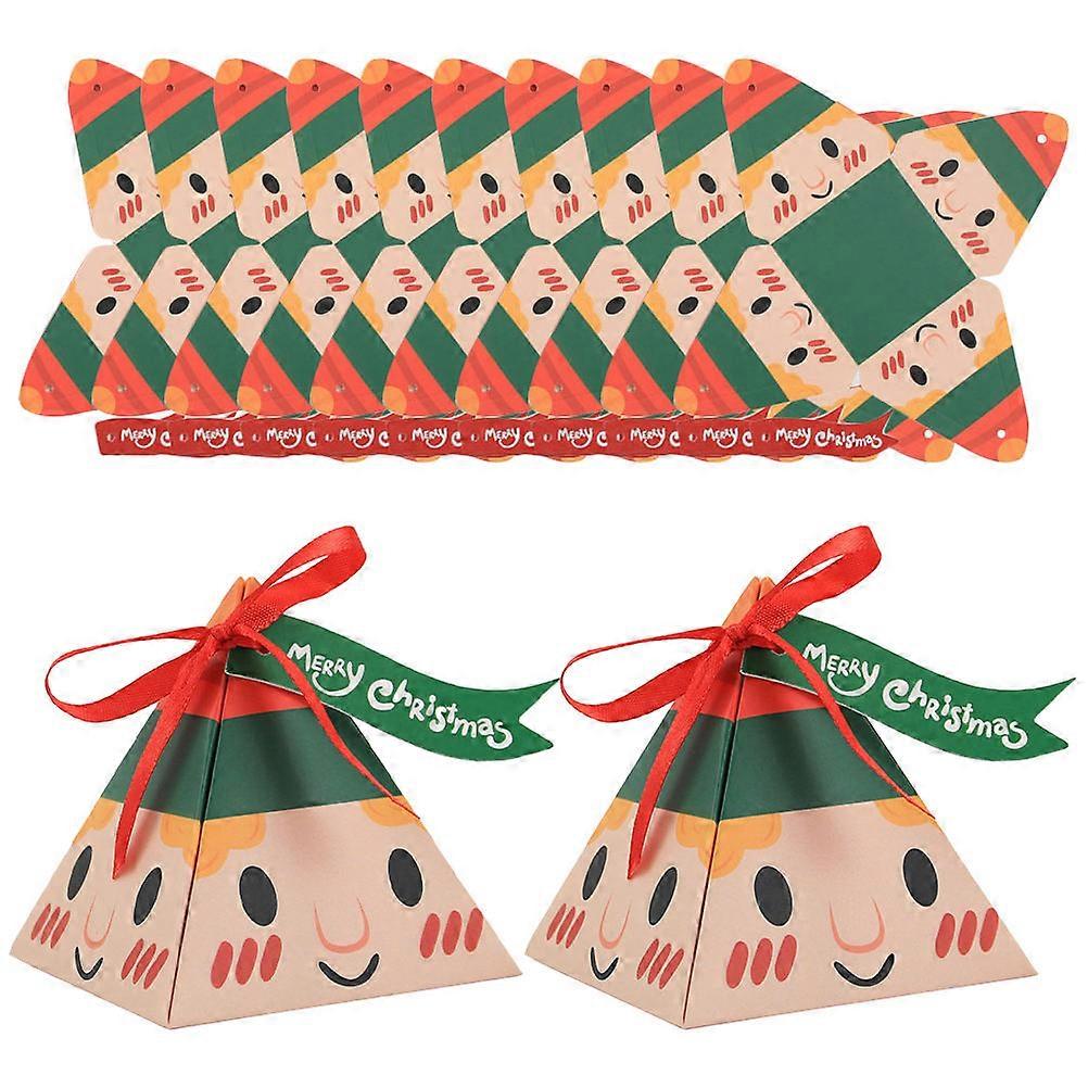 Christmas Boxes Decorations Triangular Candy Boxes Storage 3.3X2.9X2.9in Festive Style 50Pcs