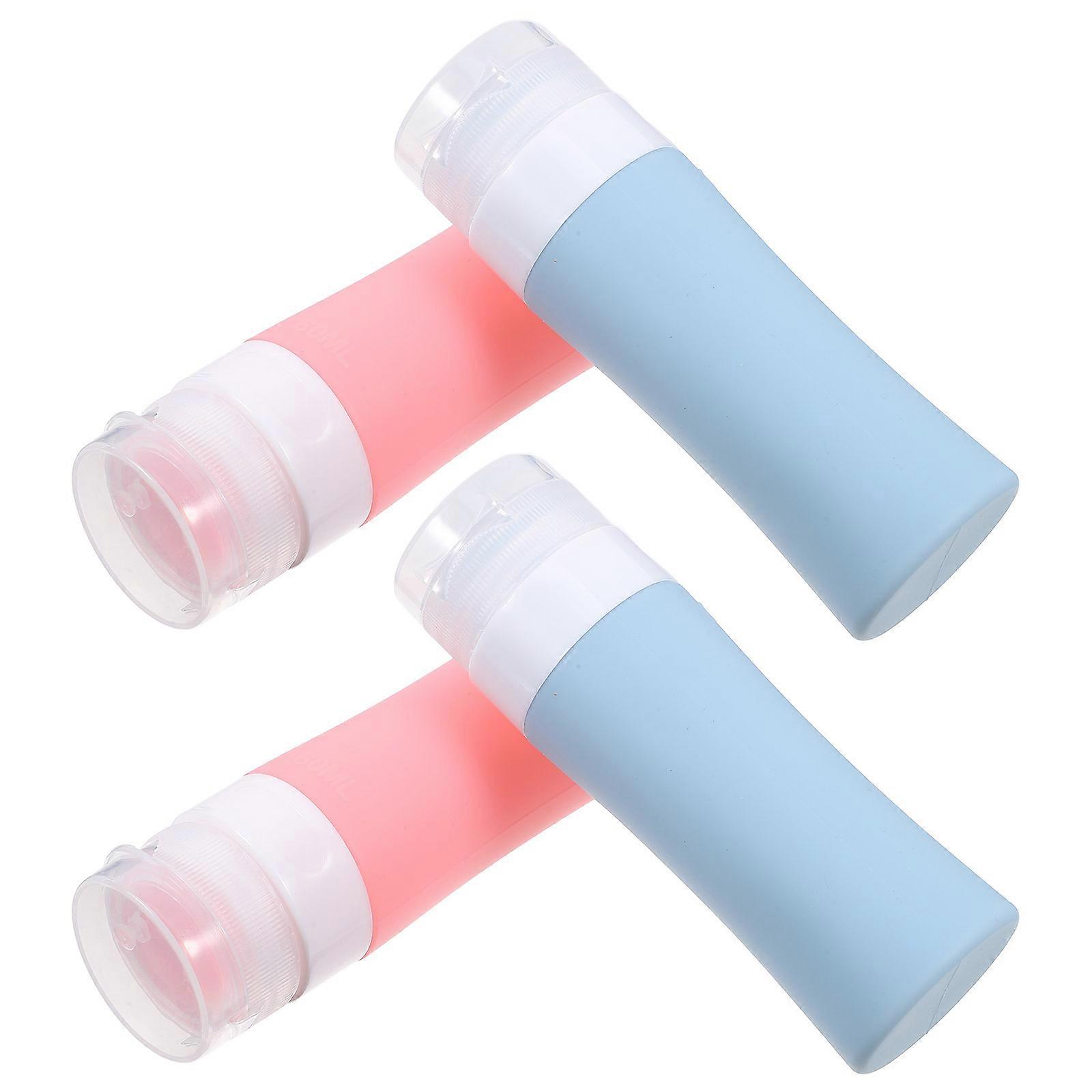 Leakproof Squeeze Bottles Travel Bottles Silicone Containers Assorted Color 60ML Portable Refillable 4Pcs