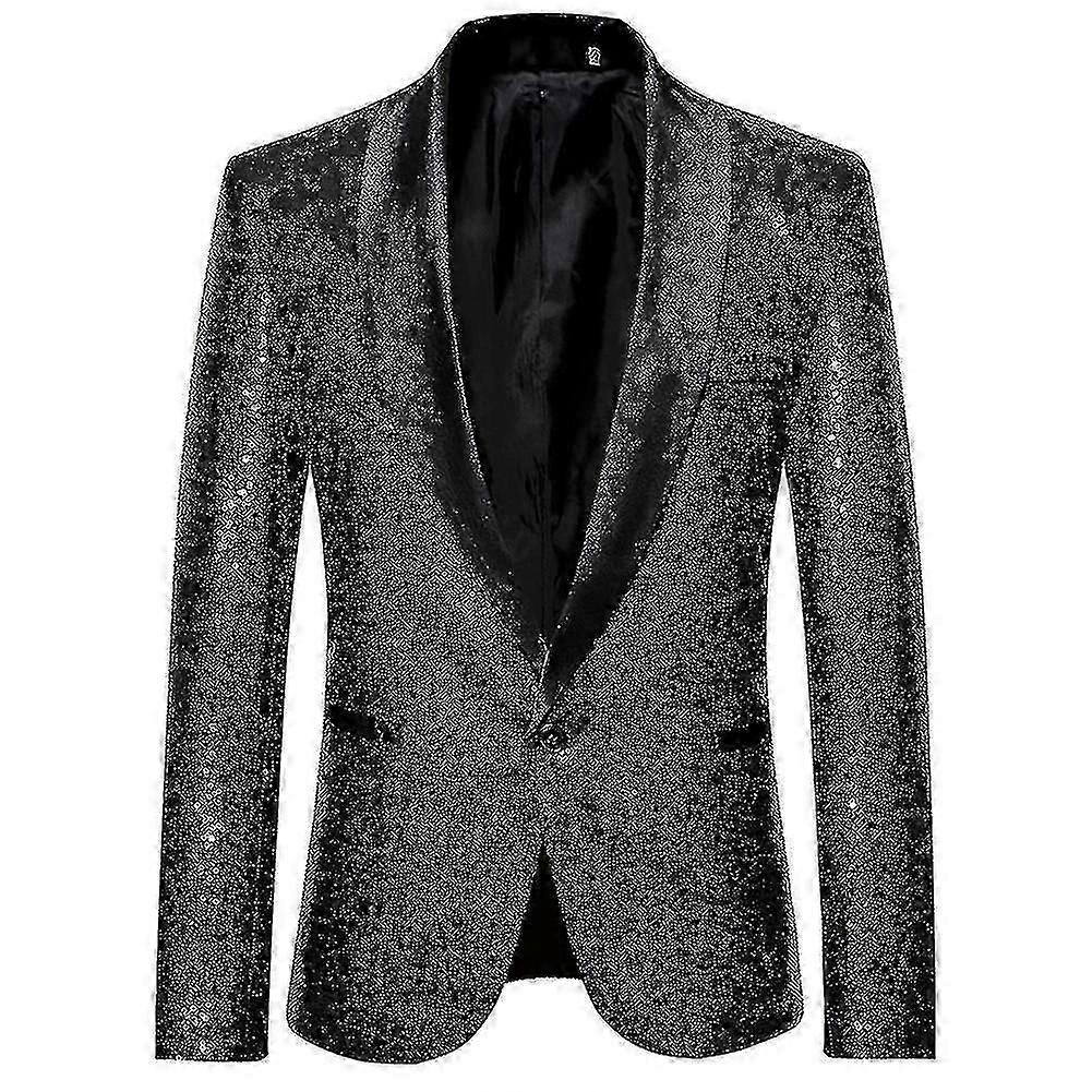 Erkek Moda Payet Casual Blazer Wediing Kutlama Takım Ceket