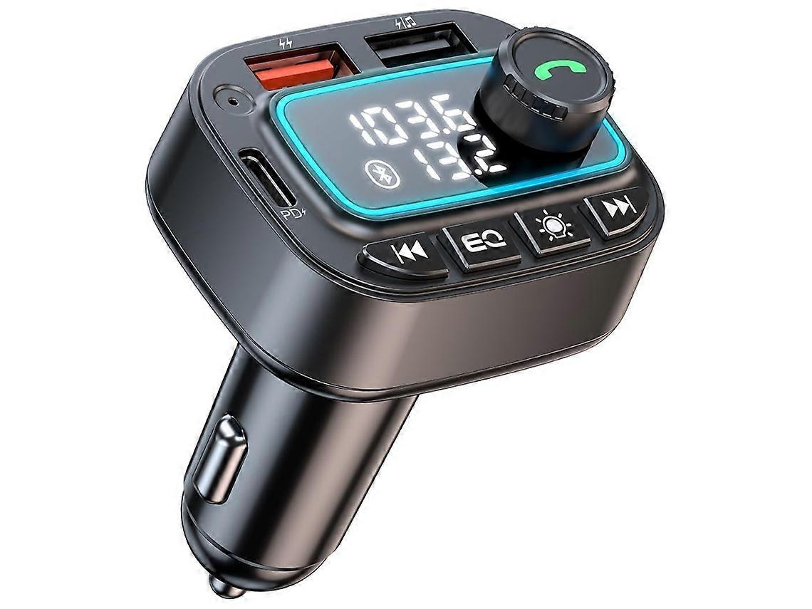 Bluetooth 5.3 カーアダプター 42W、ハンズフリー、ディープベース、急速充電 (ブラック) (Pd30W & 12W)