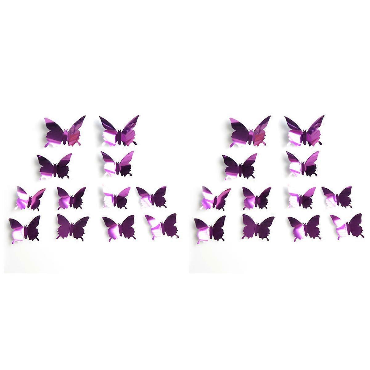 12Pcs/Set Arrive Mirror Silver 3D Butterfly Wall Stickers 