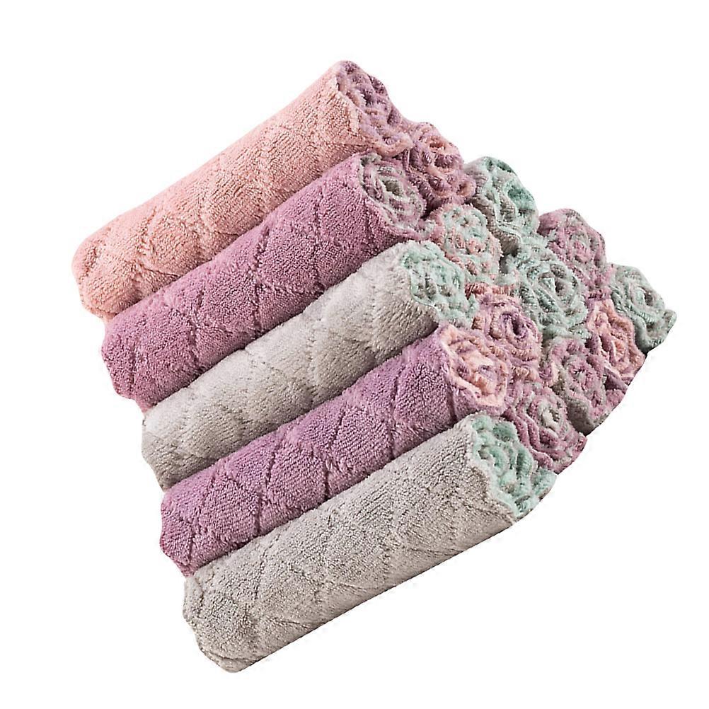 Kitchen Wipe Cloth with Strong Absorbency and Double Colors for Kitchen Use Polyester Multi 15PCS
