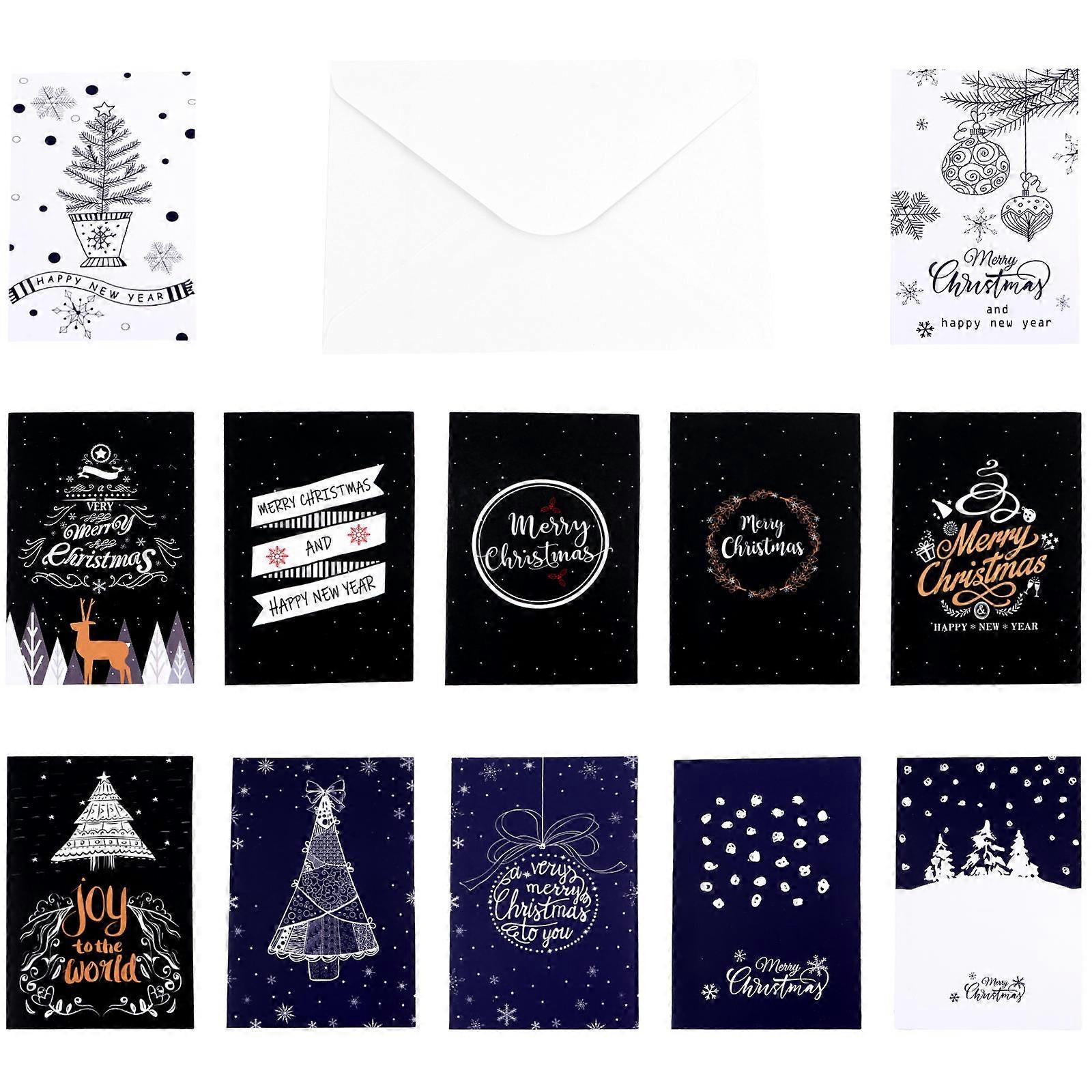 Greeting Cards Invitation Cards Message Christmas Creative Design Assorted Color 15x10CM 12Pcs