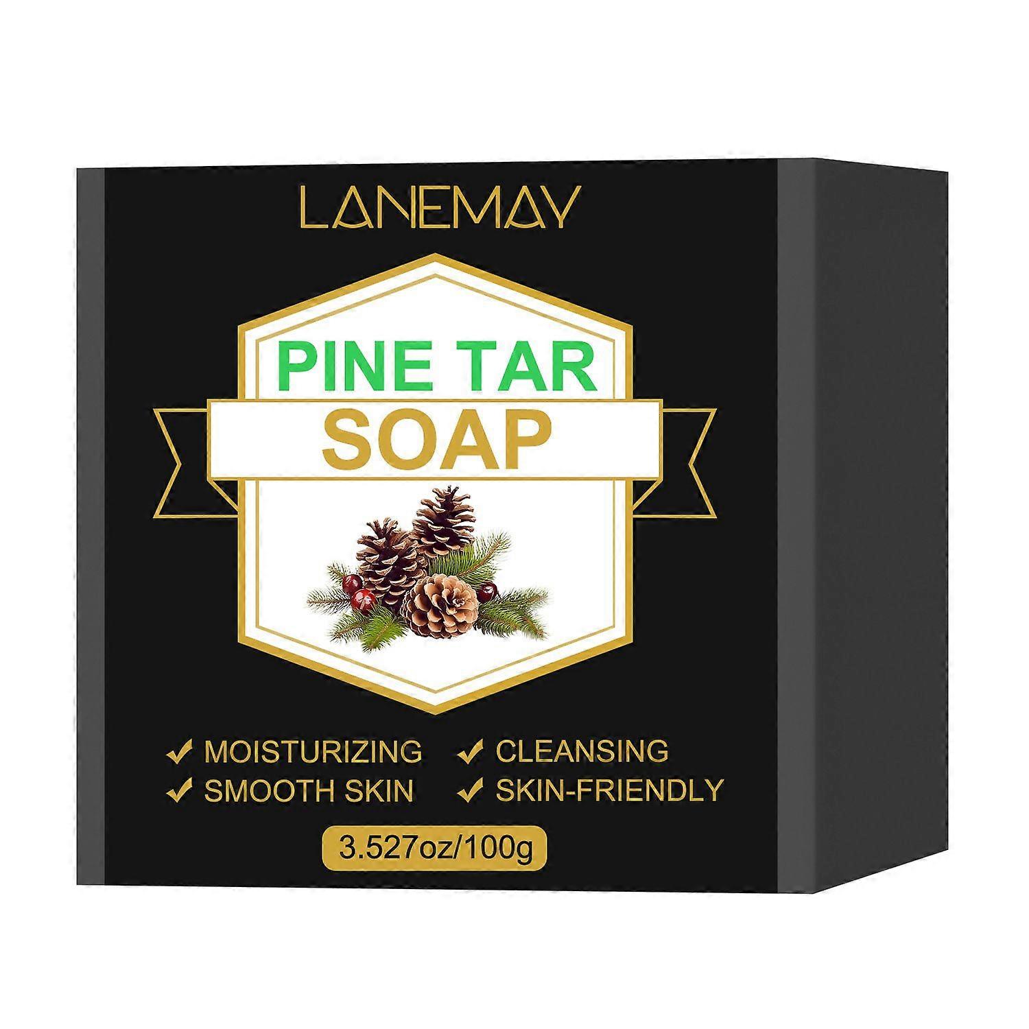 All Natural Pine Tar Soap BarCleansing Anti Acne Eczema Psoriasis Itch Relief Pine Tar Face & Body Wash Cleanser Pure Goats Milk Soap with Oatmeal, C
