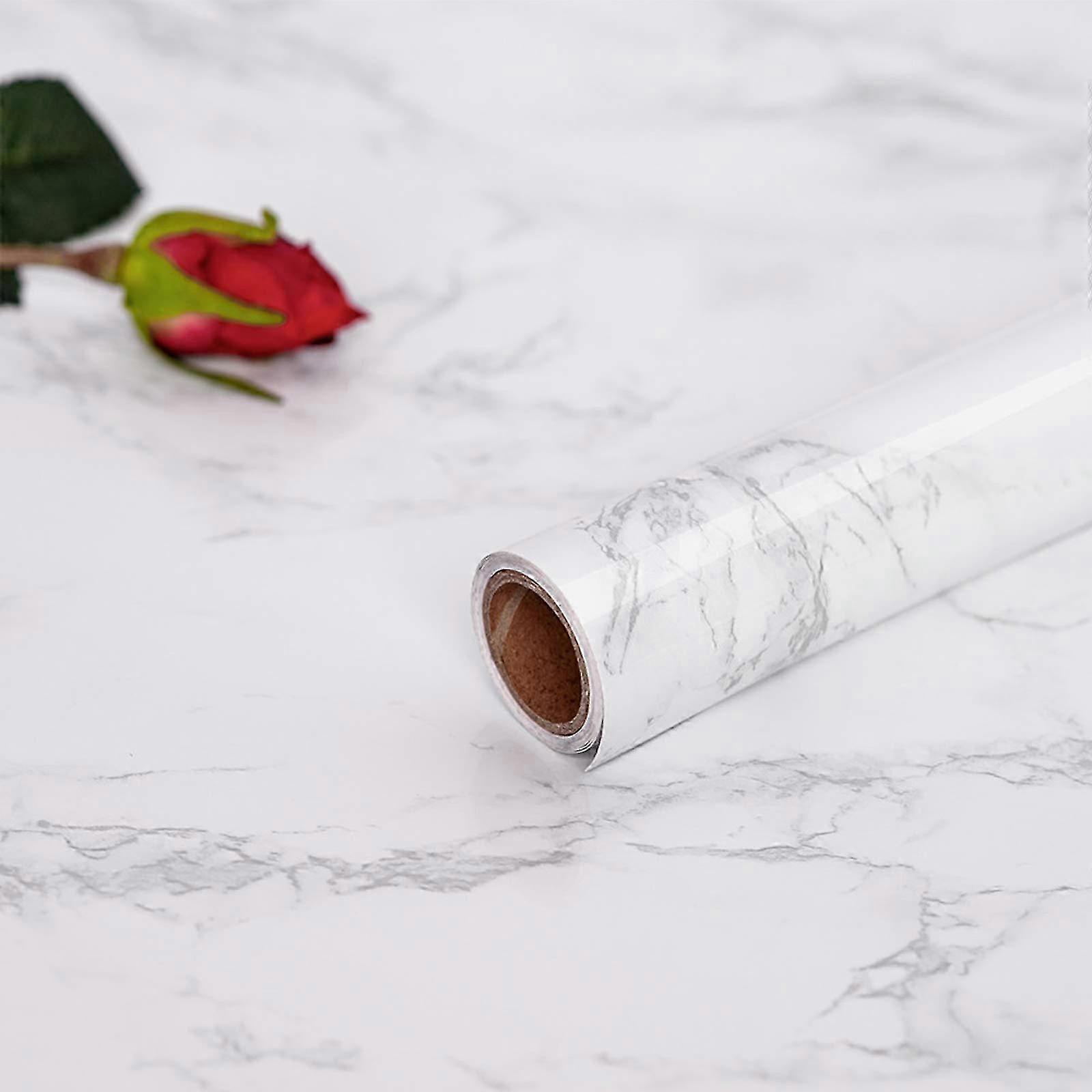 Gray Waterproof Self-adhesive Vinyl Film Marble Adhesive Paper for Kitchen Cupboards and Furniture Doors, 60X300cm