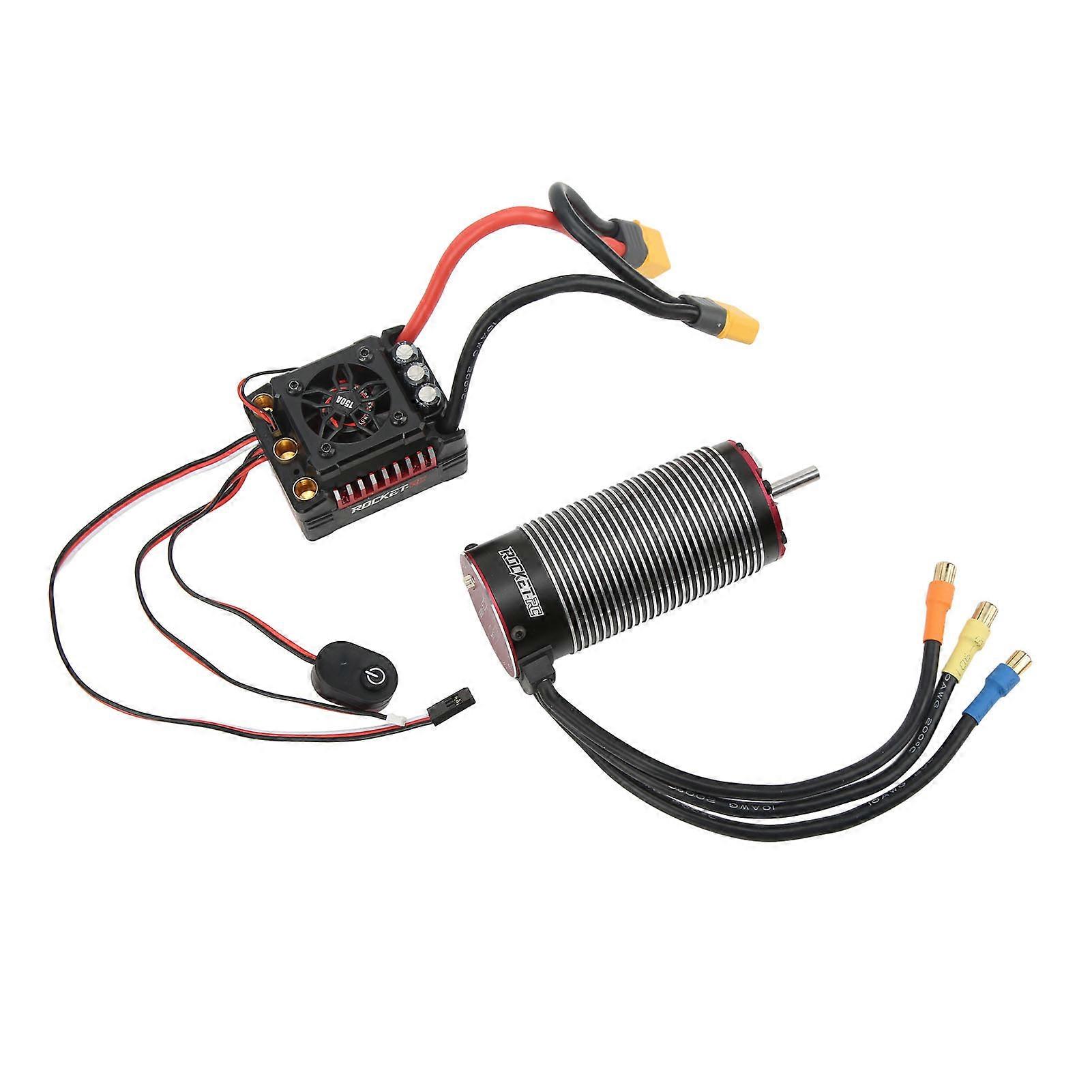 4292 1500KV Brushless Motor V2 Internal Rotation 4 Poles Sensorless Brushless Motor with 150A ESC Temperature Control Port for 1/8 RC Cars