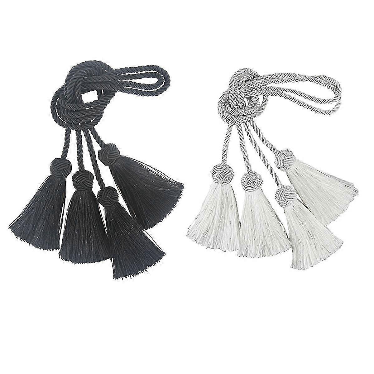 2 Pairs Handmade Tiebacks Decorative Curtain Holdbacks with Tassel for Home and Office Window Drapery