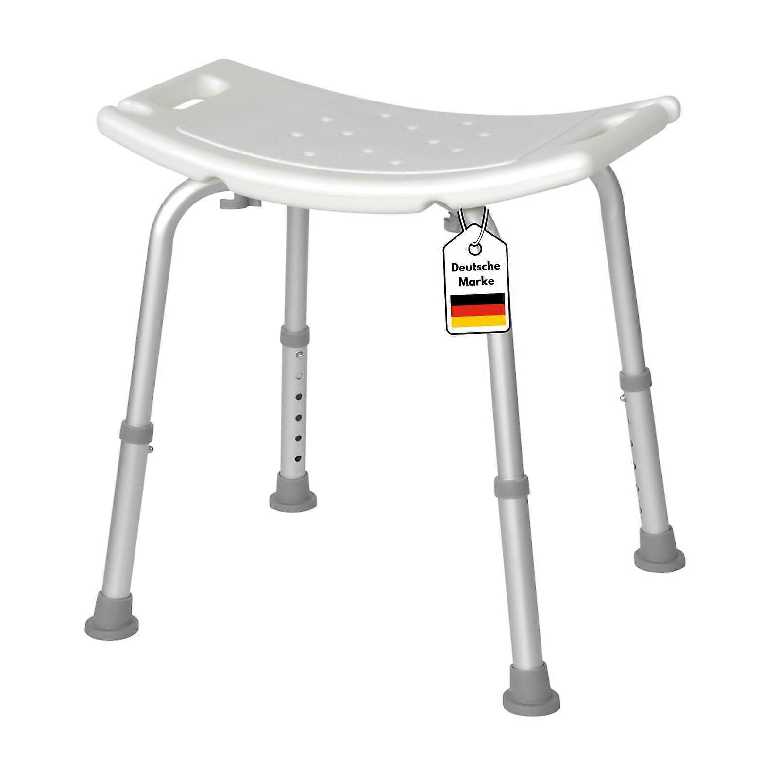 ® Shower Stool White DH002, NonSlip Shower Seat, Rectangular, Bath Seat, Shower Aid, Height Adjustable, NonSlip Shower Chair