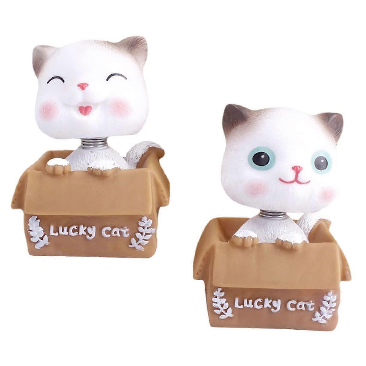 Wobble Cat Car Decoration Kit - Pack of 2 Miniature Vinyl Cat Figures with Catnip for Living Room or Car Decor