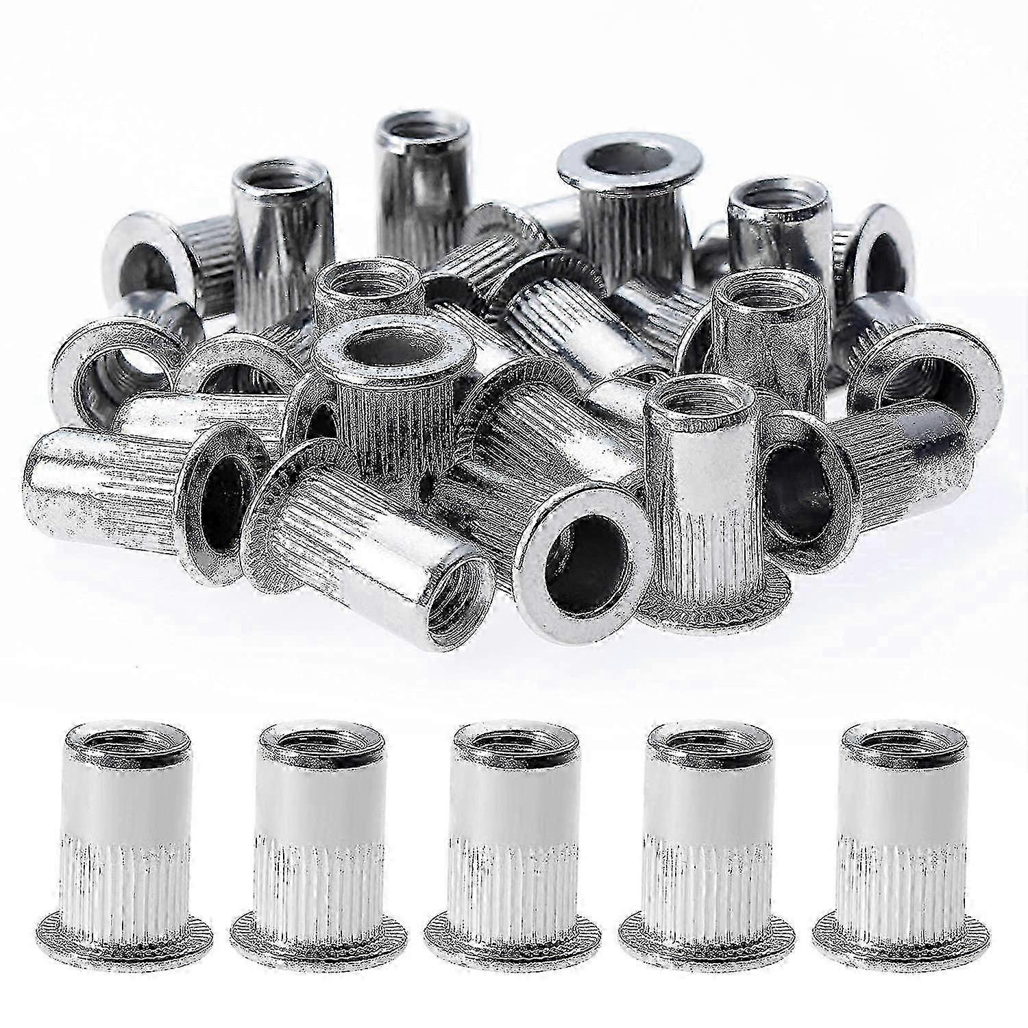 150 Pcs Flat Head Threaded Rivets Nut, M5 Stainless Steel Compatible Insert Nuts, Assortment Threaded Inserts