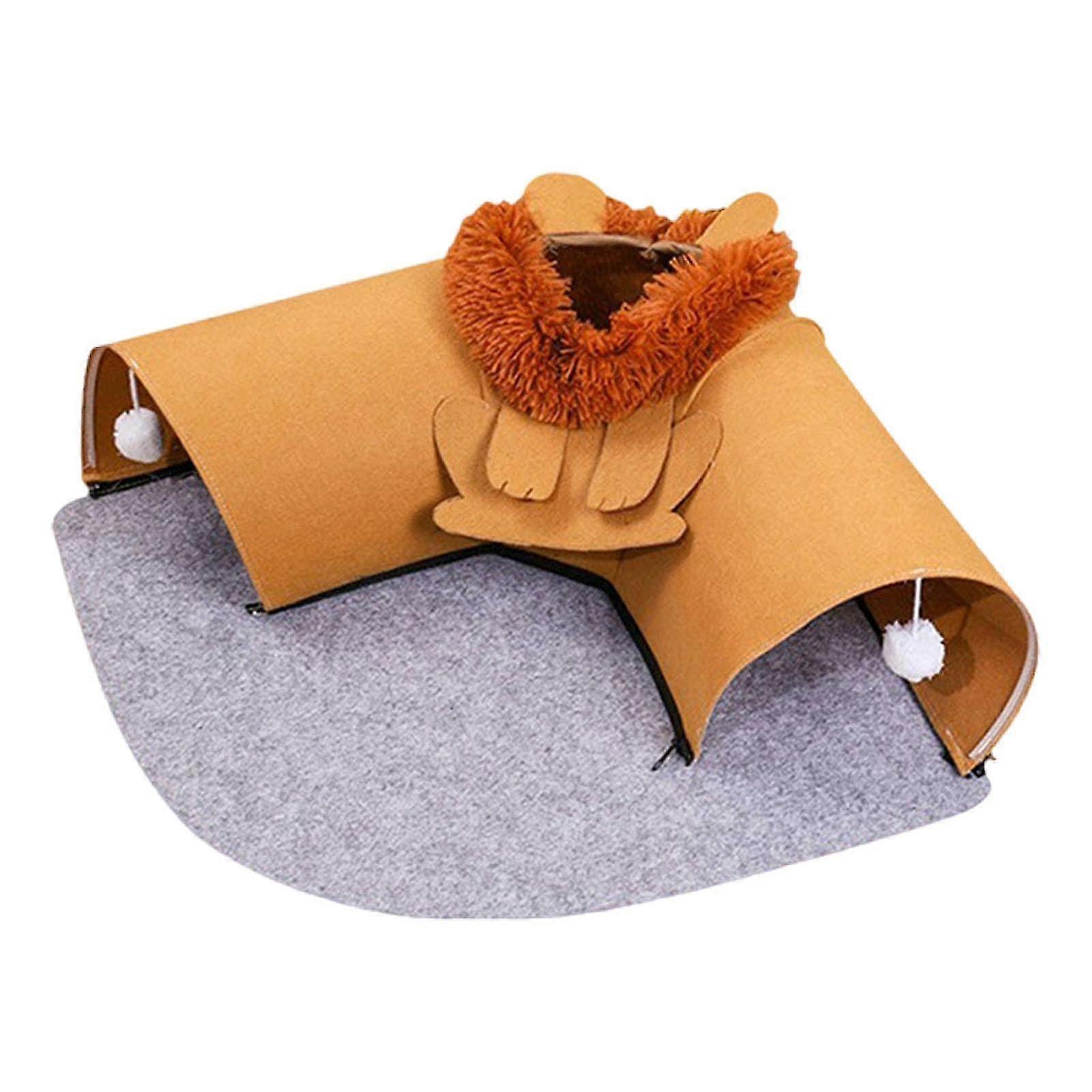 2 in 1 Cat Bed and Tunnel for Pets Hideout suitable for Guinea Pig, Chinchilla, and Indoor Cats in Brown Color