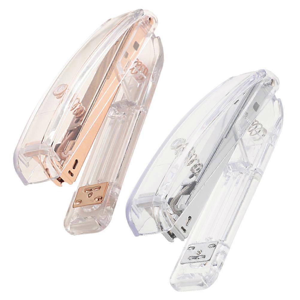 Small Stapler Professional Desk Staplers With Punching Function For Teachers Silver 2Pcs