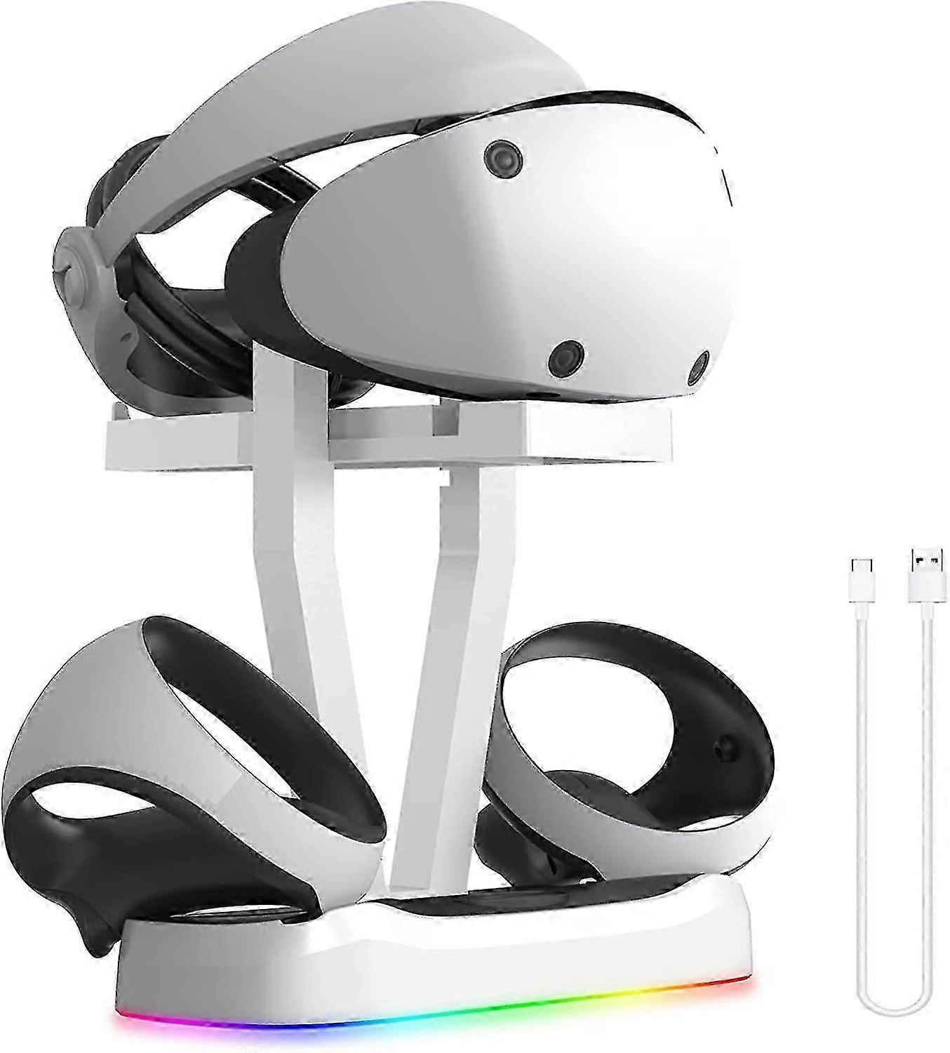 Ps Vr2 Charging Station, Magnetic Charging Dock Compatible with Playstation Vr2 With Headset Stand &rgb Light for Ps Vr2 Charging Station