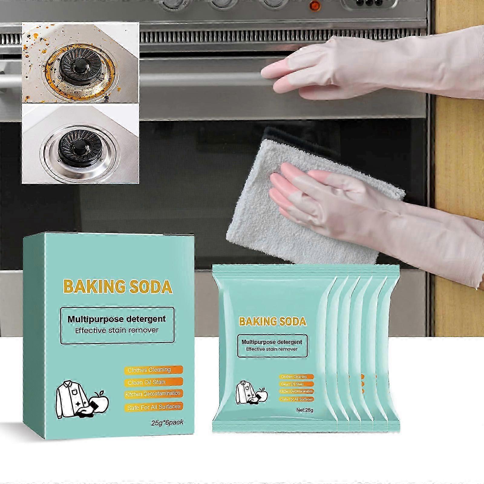 Baking Soda Powder, Multipurpose Detergent Sodium for Clothes , Kitchen, Bathroom Deodorizing Decontaminatio Cleaning Stain,6pcs