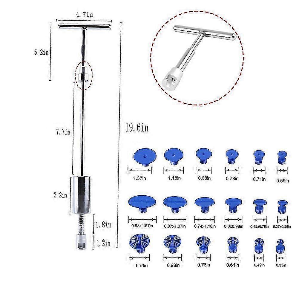 19pcs Sliding Hammer,Paintless Car Dent Repair Tool Type T Type,Slide Hammer Bar