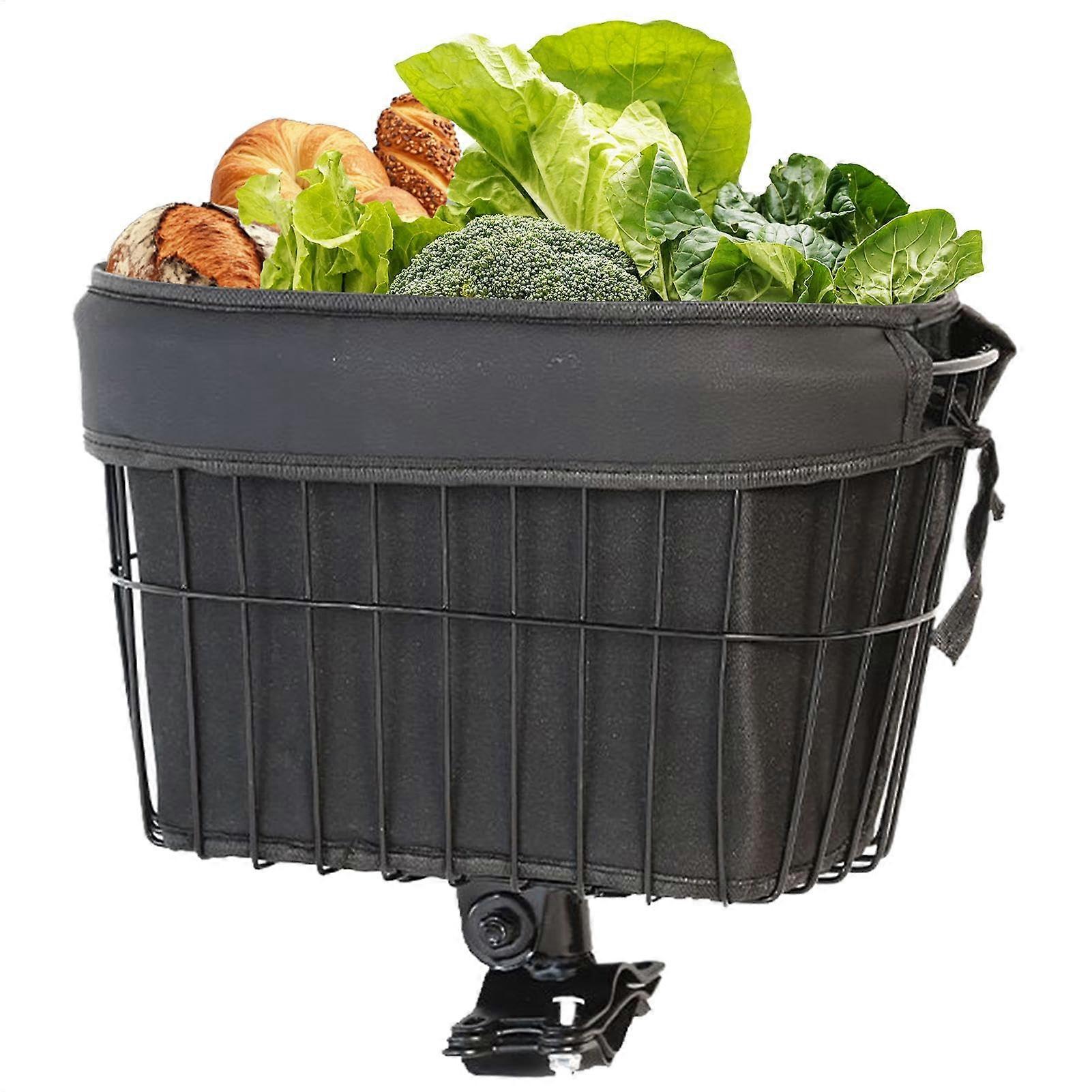 Removable Bicycle Basket with Aluminum Alloy Frame, Sturdy and Lightweight in Black, for Cycling with Pets.
